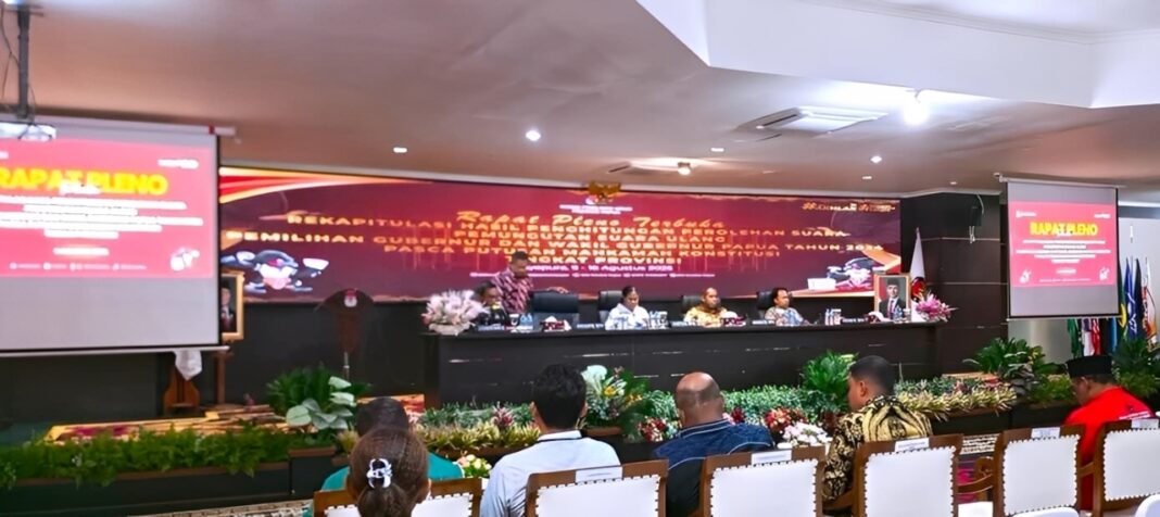 Pleno Rekapitulasi Suara PSU Pilgub Papua 2025 Pleno Rekapitulasi PSU Pilgub Papua 2025 di Kantor KPU Provinsi